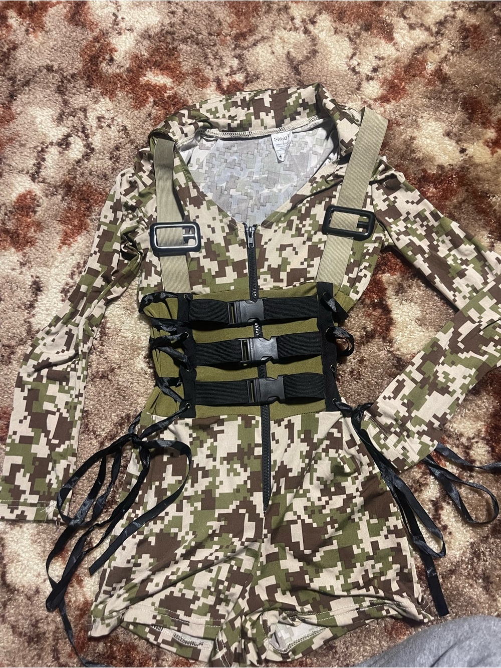 Spirit Olive & Tan Digital Camo Utility Jacket Romper with Harness